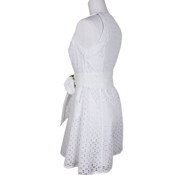 Anthropologie Cotton White Eyelet Romper Dress 4 Culottes  *SLIGHT FLAW* - Picture 5 of 13